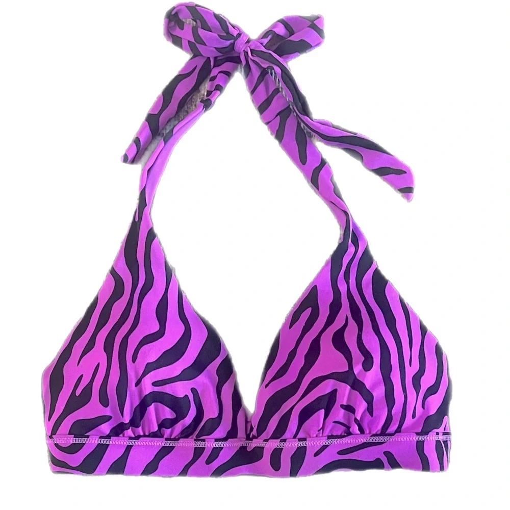 Victoria's Secret PINK Like New Purple & Black Zebra Bikini Size Small - Picture 2 of 7